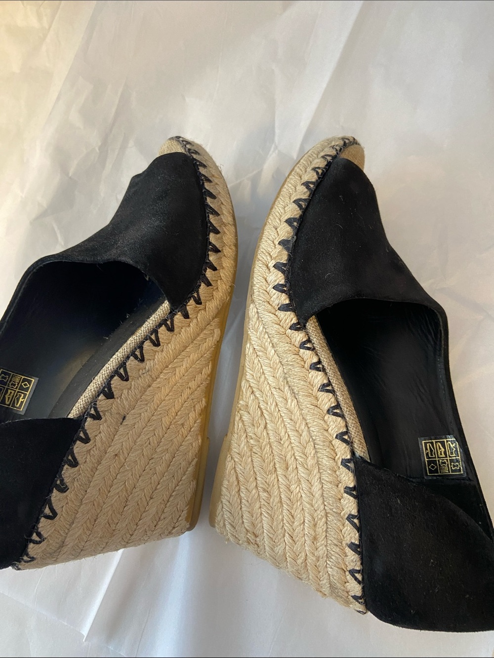 Vince Black Suede Espadrille Wedge Sandals - Picture 8 of 9